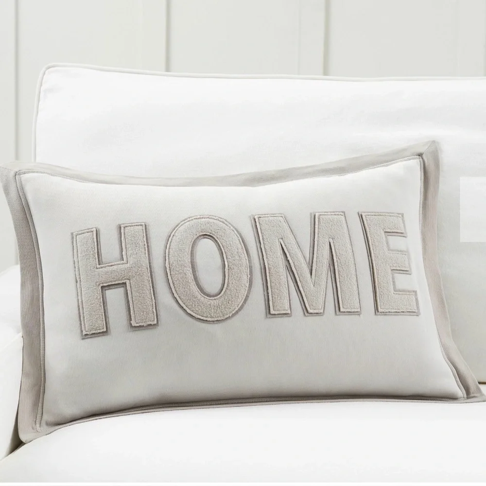 Pottery Barn HOME Appliqué Lumbar Pillow Cover Jersey Gray 16x24”